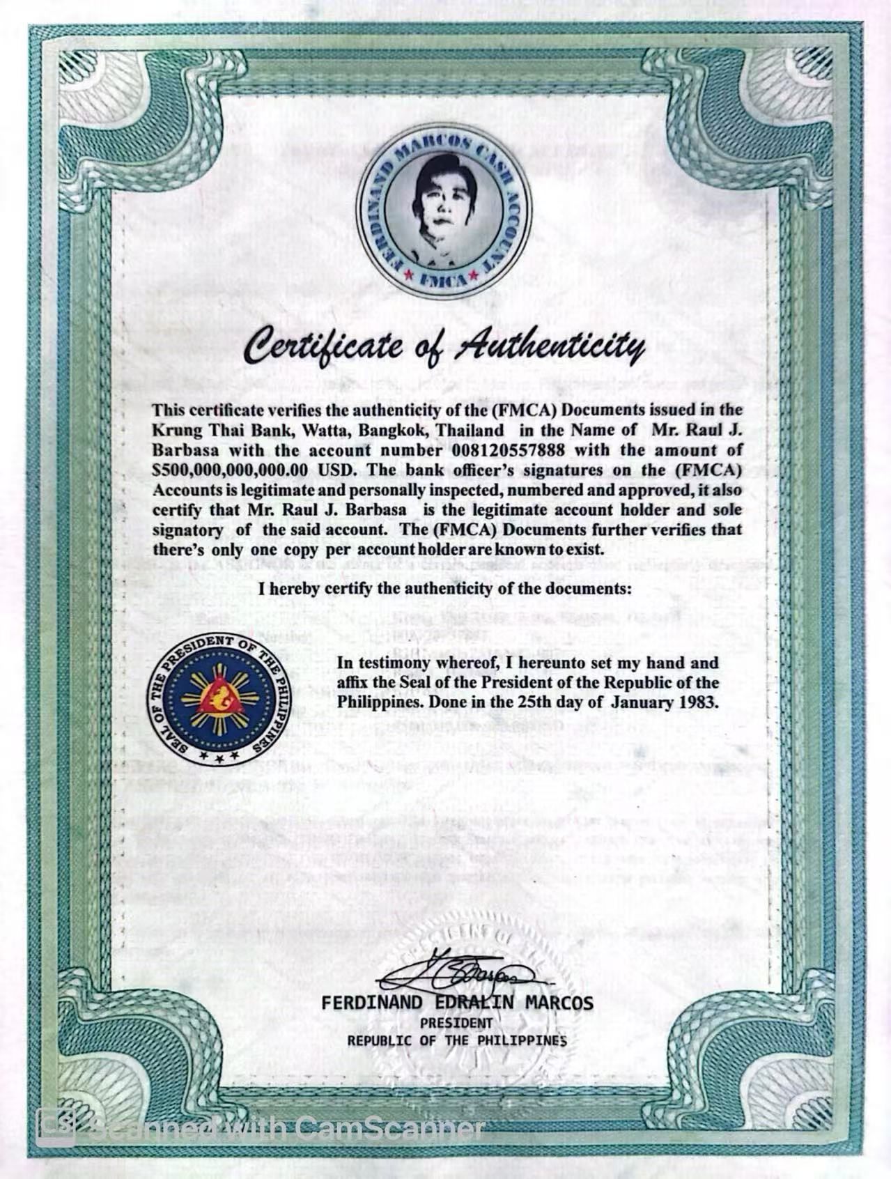 Certificate of Authenticity