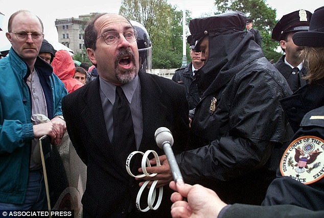 Christian Defense Coalition Director Reverend Patrick Mahoney is arrested in front of the Supreme Court in Washington in 2000, during a demonstration against abortions